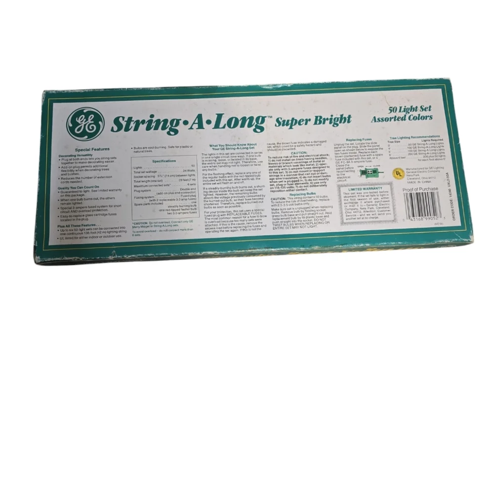 Vintage GE String-A-Long Super Bright Lights 50 Count New in Box